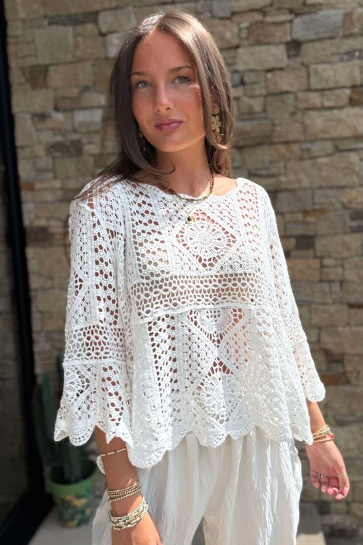 Laundry B Avery Crochet Top White - 